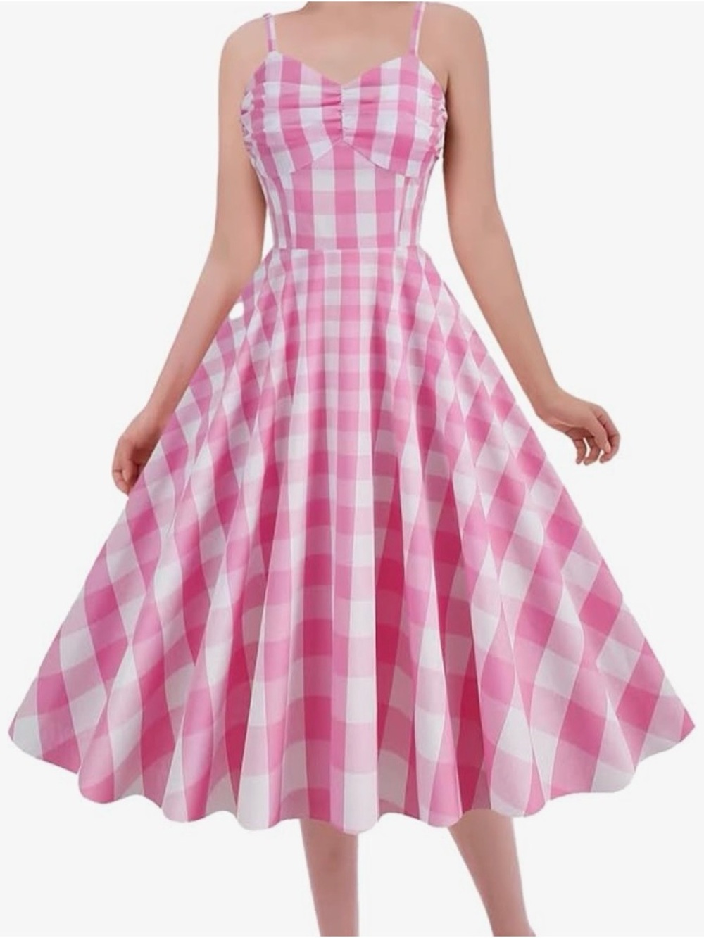 Ladies Size XL Pink‎ Gingham Fit-and-Flare Sundress